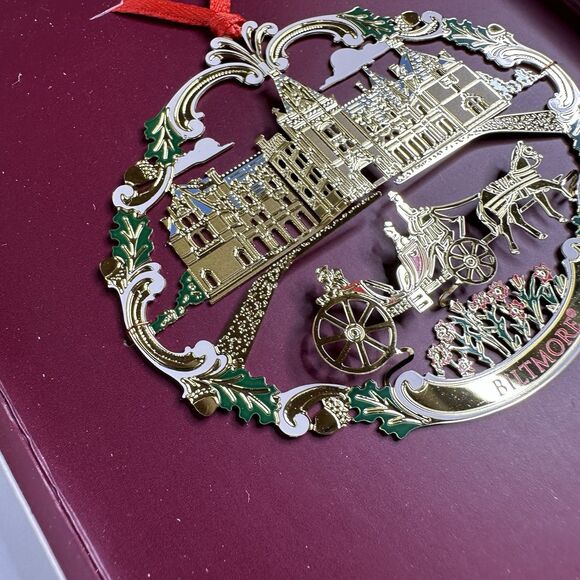 Biltmore Estate 3D Christmas Ornament House Carriage Cutout Gold Finish 2006 - Picture 11 of 16
